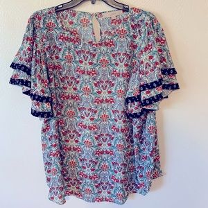 Loft Women’s floral ruffled short sleeve top